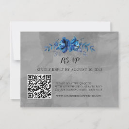 Elegans i blom: QR-kod RSVP OSA Kort