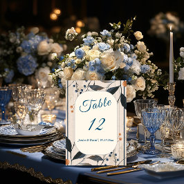 Elegans i det moderna Bordsnumret Blue & Guld Inbjudningar