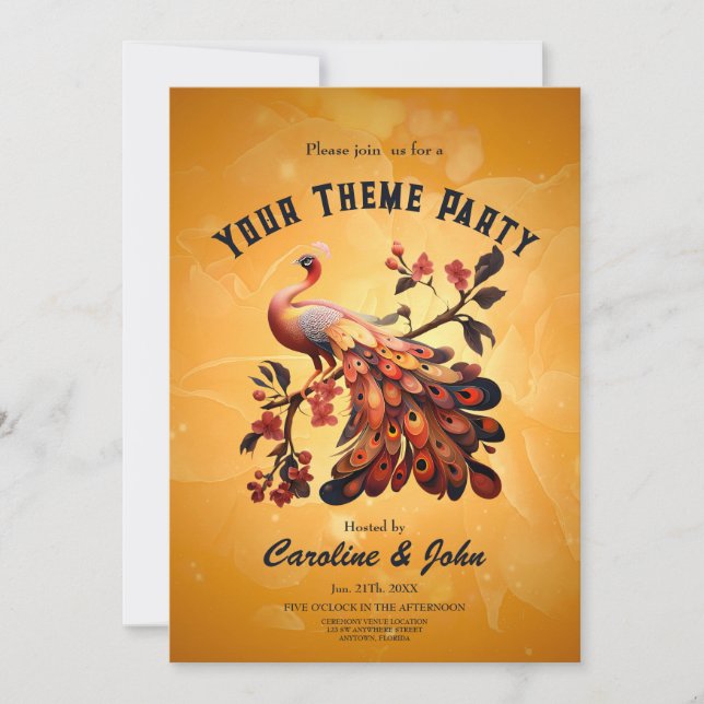 Elegans i fjädrar inbjudningar (Framsida)