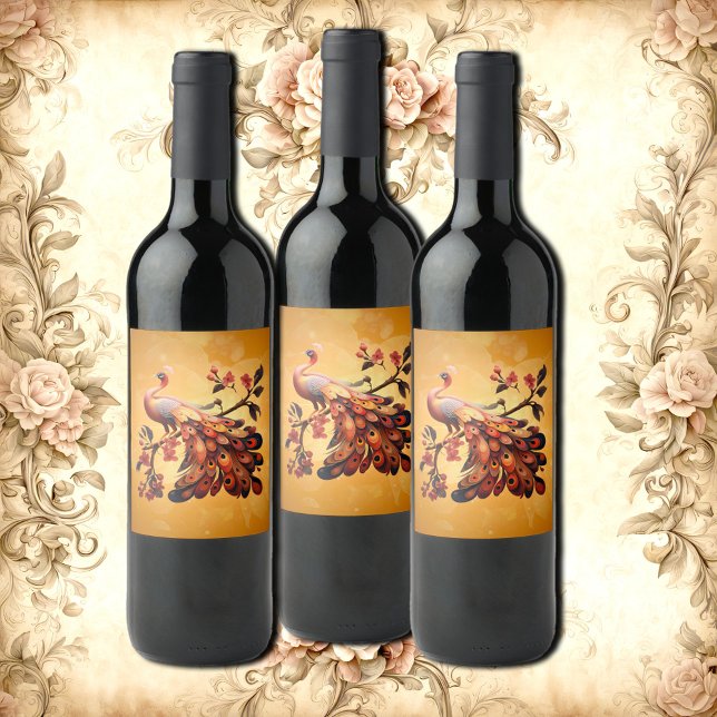 Elegans i fjädrar vinflaska etikett (Skapare uppladdad)