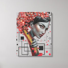 Elegans i Linjer: 3D Djup på kvinnans sidoprof Canvastryck