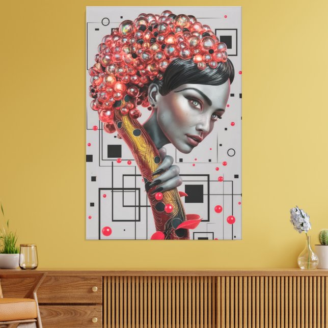 Elegans i Linjer: 3D Djup på kvinnans sidoprof Canvastryck (Insitu (Vardagsrum))