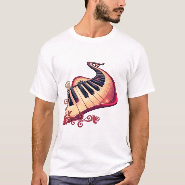 Elegans i rörelse, det böjda pianot.  t shirt (Framsida)