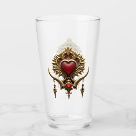 Elegans i rött lyster med ett ornat hjärta. glaskopp