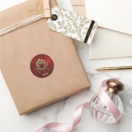 Elegans i rött lyster med ornget hjärta runt klistermärke