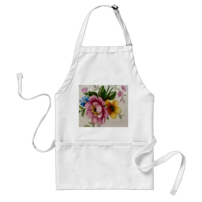 Elegans: Porcelain-Inspired Blommigt Förkläde (Framsidan)