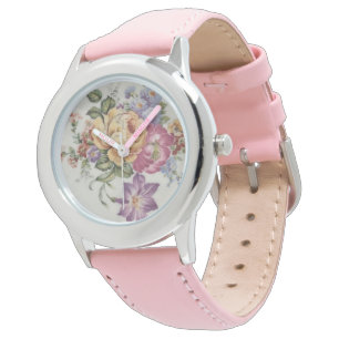 Elegans: Porslinsinspirerad blomklocka Armbandsur