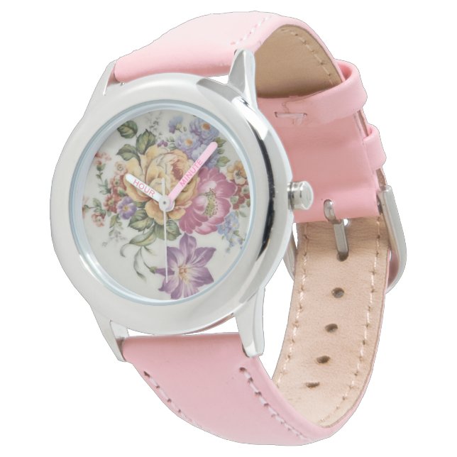 Elegans: Porslinsinspirerad blomklocka  Armbandsur (Vinklad)