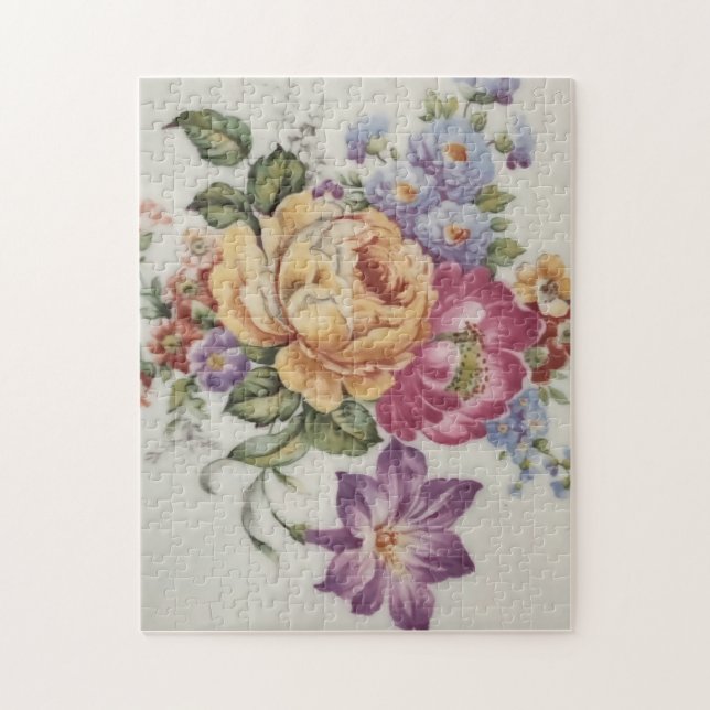 Elegans: Porslinsinspirerad blomsterpussel  Pussel (Vertikal)