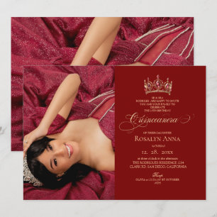 Elegans Röd Princess Quinceañera Foto Inbjudningar