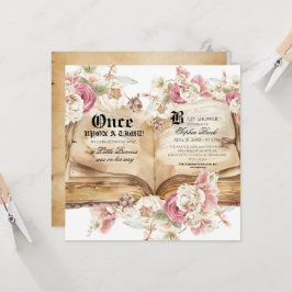 Elegans Rosa Ros Blommig Kunglig Baby Shower Inbjudningar