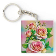 Elegans Rosor Rosa och Gula Akvarell Pastell
