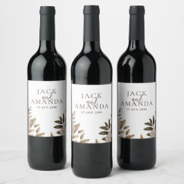Elegansetiketter i Blommigt Bröllop Vin Flaska Vinflaska Etikett