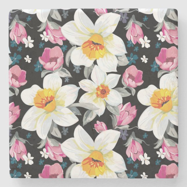 Elegansmönster med pingstliljablommor underlägg sten (Framsidan)