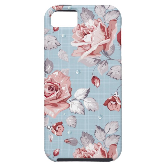 Eleganstapetmönster av rosa ros 2 Case-Mate iPhone skal (Baksidan)