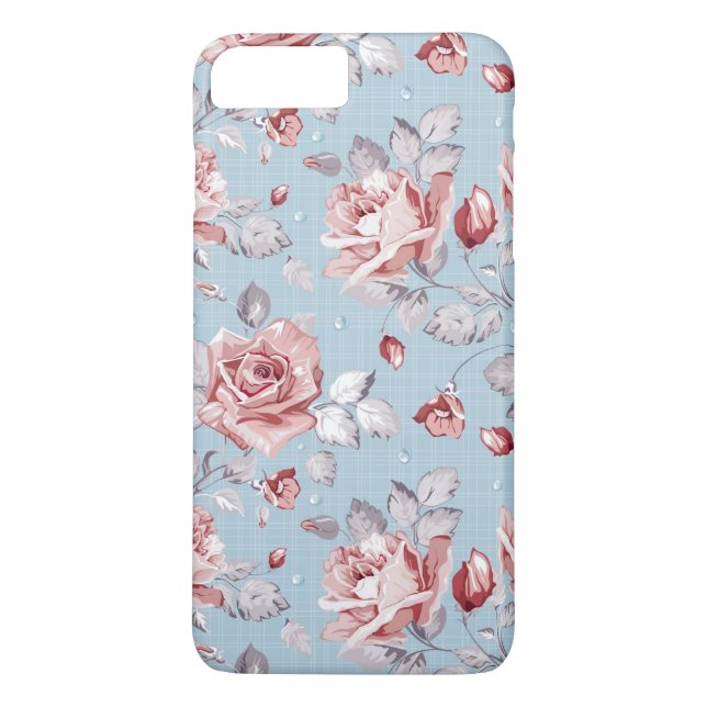 Eleganstapetmönster av rosa ros 2 Case-Mate iPhone skal (Baksida)