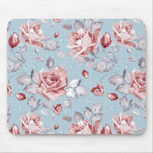 Eleganstapetmönster av rosa ros 2 musmatta