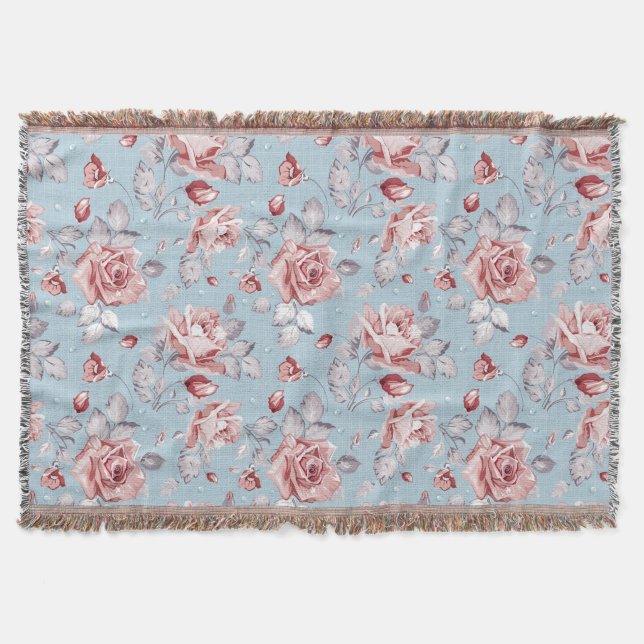 Eleganstapetmönster av rosa ros 2 mysfilt (Framsidan)