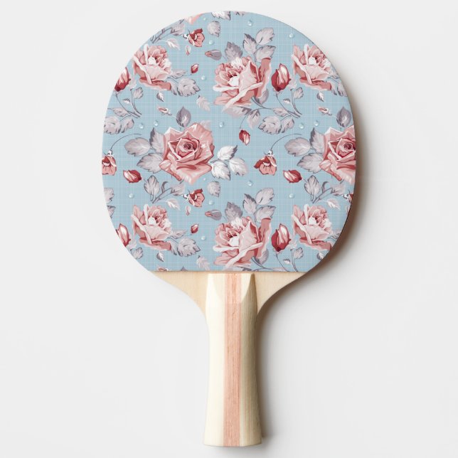 Eleganstapetmönster av rosa ros 2 pingisracket (Framsidan)