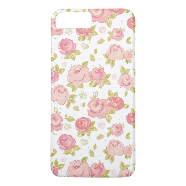 Eleganstapetmönster av rosa ros 3 Case-Mate iPhone skal (Baksida)