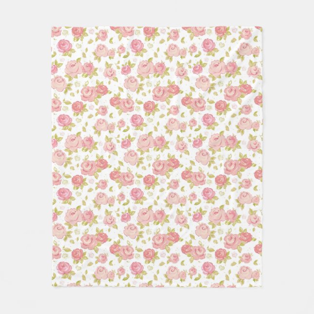 Eleganstapetmönster av rosa ros 3 fleecefilt (Framsidan)