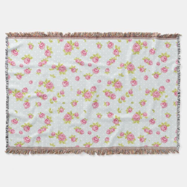 Eleganstapetmönster av rosa ros 4 mysfilt (Framsidan)
