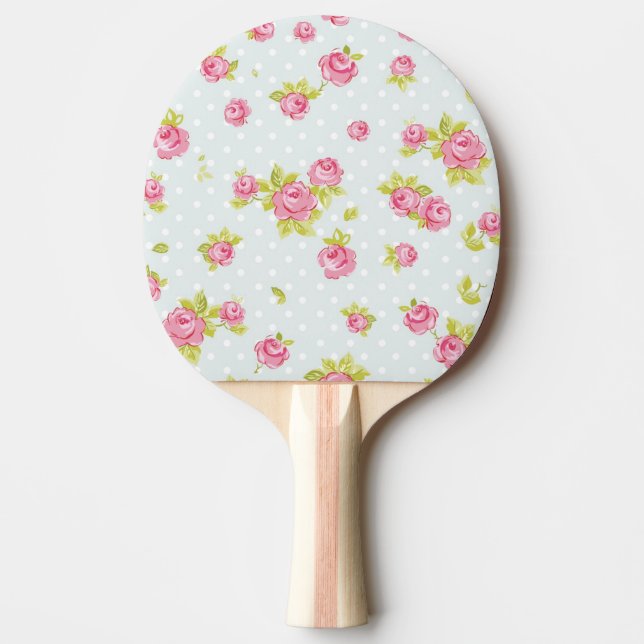 Eleganstapetmönster av rosa ros 4 pingisracket (Framsidan)