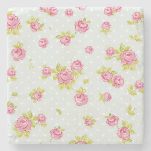Eleganstapetmönster av rosa ros 4 stenunderlägg
