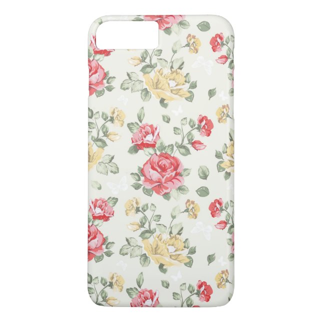 Eleganstapetmönster av rosa ros Case-Mate iPhone skal (Baksida)