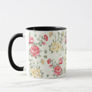 Eleganstapetmönster av rosa ros mugg