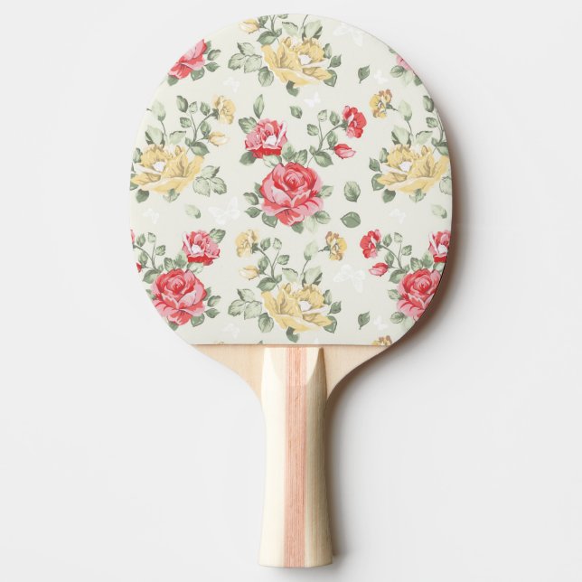 Eleganstapetmönster av rosa ros pingisracket (Framsidan)
