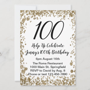 Elegant 100:e födelsedagsinbjudan till henne i Gul Inbjudningar