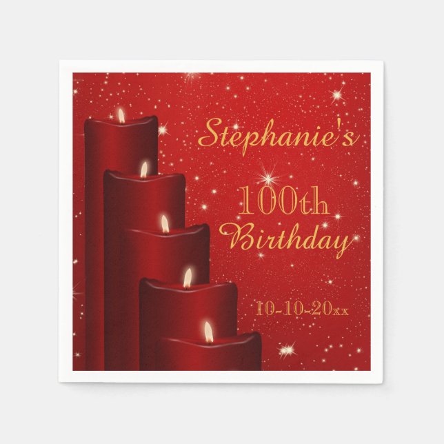 Elegant 100 födelsedagsljus med Gnistra Pappersservett (Framsidan)