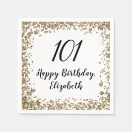 Elegant 101st Birthday Napkins With Gold Sequins Pappersservett