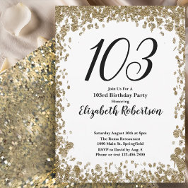 Elegant 103rd Birthday Invitation For Her in Gold Inbjudningar