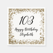 Elegant 103rd Birthday Napkins With Gold Sequins