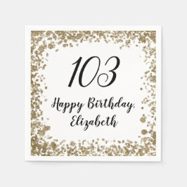 Elegant 103rd Birthday Napkins With Gold Sequins Pappersservett