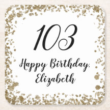 Elegant 103rd Birthday Napkins With Gold Sequins