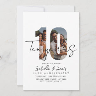 Elegant 10 års inbjudan till Bröllop-årsdag
