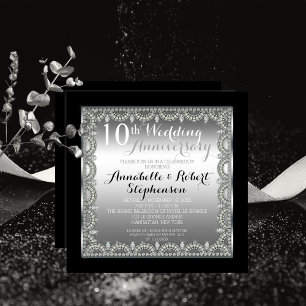 Elegant 10-års Silver och Diamantjubileum Inbjudningar