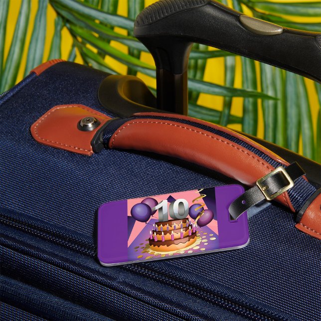 Elegant 10-årsjubileum Firande Cake Design Bagagebricka (Skapare uppladdad)