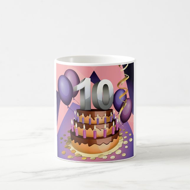 Elegant 10-årsjubileum Firande Cake Design Kaffemugg (Skapare uppladdad)