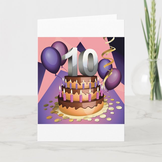 Elegant 10-årsjubileum Firande Cake Design Kort (Skapare uppladdad)