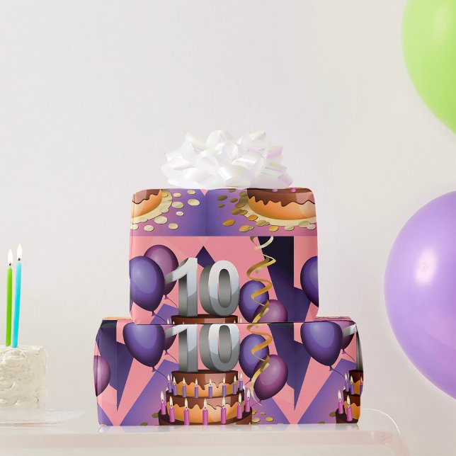 Elegant 10-årsjubileum Firande Cake Design Presentpapper (Skapare uppladdad)