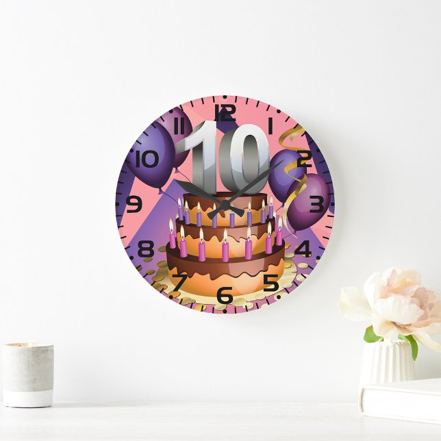 Elegant 10-årsjubileum Firande Cake Design Stor Klocka (Skapare uppladdad)