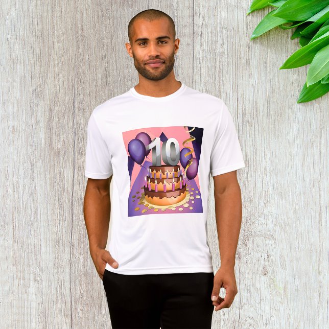 Elegant 10-årsjubileum Firande Cake Design T Shirt (Skapare uppladdad)