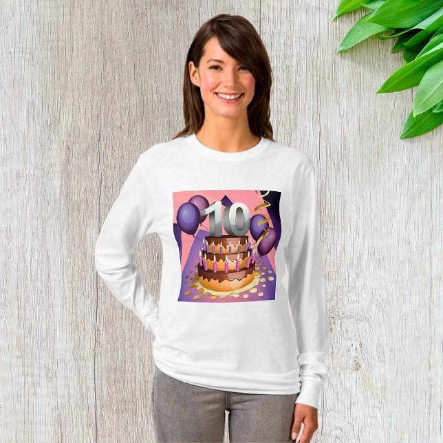 Elegant 10-årsjubileum Firande Cake Design T Shirt (Skapare uppladdad)