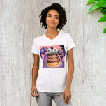 Elegant 10-årsjubileum Firande Cake Design T Shirt<br><div class="desc">En tioårsdag i bröllop är ett tillfälle att fira. Den här utformningen är av en underbar 10-årsjubileum-tårta, tittar. Kakan har tre lagrar med ljus runt varje lagrar. Kakan är nummer tio. Att kringgå kakan är också ballonger och band. Denna 10-årsjubileum-tårta ser underbar ut på den här kvinnans t-shirt. Perfekt för...</div>