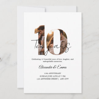 Elegant 10-årsjubileum Foto Collage Inbjudan