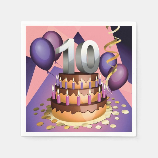 Elegant 10-årsjubileum Tårtdesign Pappersservett (Framsidan)